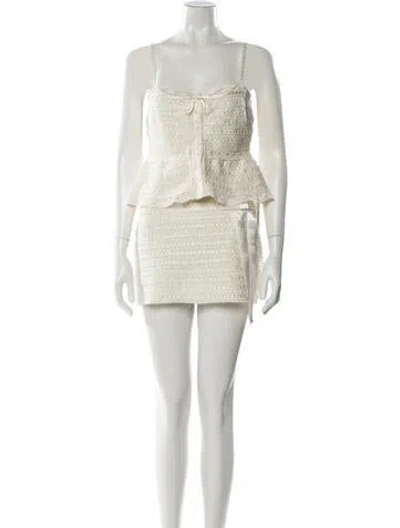 Pre-owned Loveshackfancy Lace Trim Embellishment Skirt Set W/ Tags In Neutral
