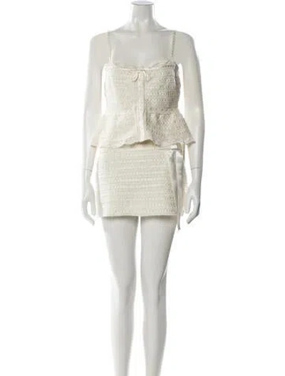Pre-owned Loveshackfancy Lace Trim Embellishment Skirt Set W/ Tags In Neutral