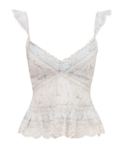 Loveshackfancy Lainie Ruffled Lace Top In Neutral