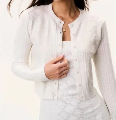 Loveshackfancy Laken Cotton Pointelle Cardigan In Off White