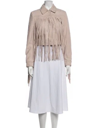 Pre-owned Loveshackfancy Lamb Leather Jacket In Neutrals