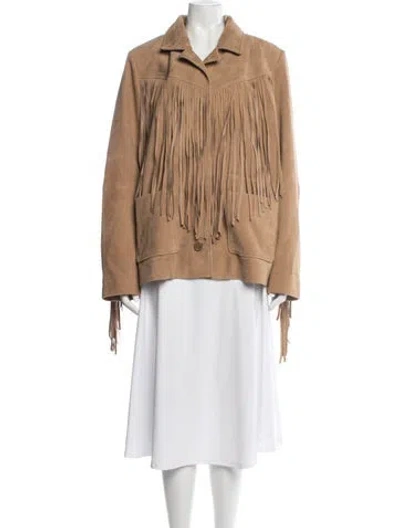 Pre-owned Loveshackfancy Lamb Leather Jacket W/ Tags In Brown/neutrals
