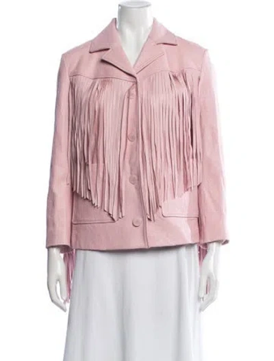 Pre-owned Loveshackfancy Lamb Leather Jacket W/ Tags In Pink