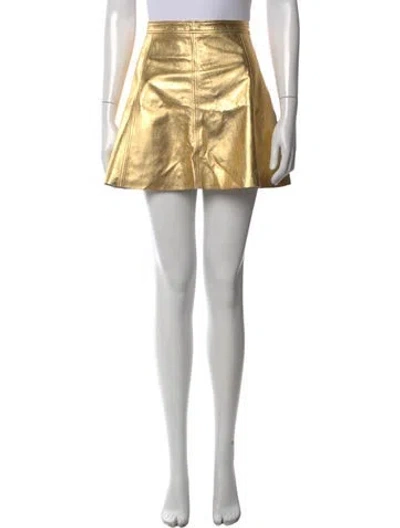 Pre-owned Loveshackfancy Lamb Leather Mini Skirt In Gold