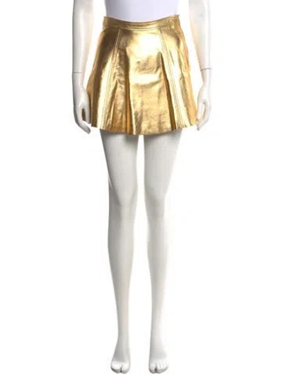 Pre-owned Loveshackfancy Lamb Leather Mini Skirt In Gold