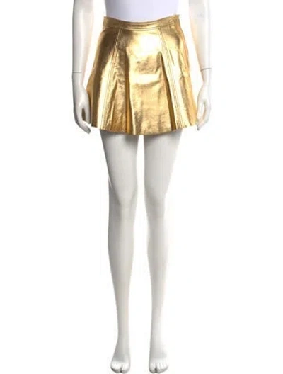 Pre-owned Loveshackfancy Lamb Leather Mini Skirt In Gold