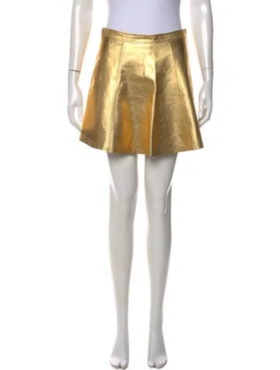 Pre-owned Loveshackfancy Lambskin Mini Skirt In Gold