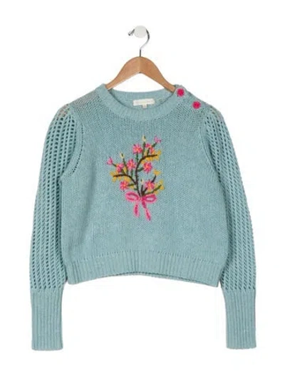 Pre-owned Loveshackfancy Lambswool Printed Sweater In Blue