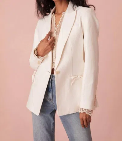 Loveshackfancy Lamia Tailored Suit Jacket In Antique White