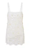 Loveshackfancy Lamont Shell Embellished Cotton Dress In White