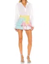 Loveshackfancy Landen Mini Skirt In Rainbow Radial Tie Dye In Multi