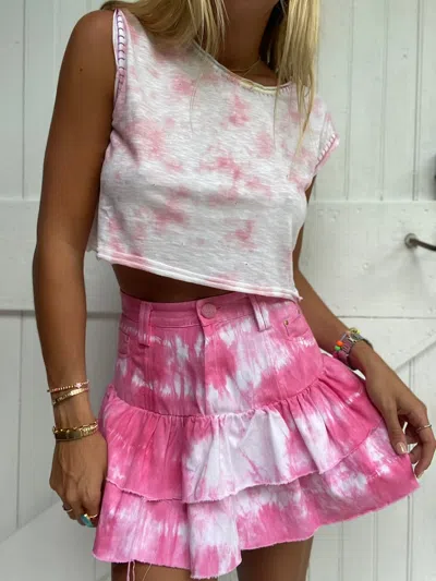 Loveshackfancy Landen Skirt Hibiscus Hand Dye In Pink