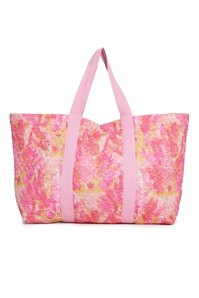 Loveshackfancy Large Tote Bag In Pink Watercolour Floral Print