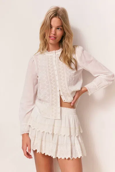 Loveshackfancy Larine Pearl-embellished Blouse In Off White