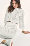 Loveshackfancy Lata Cropped Cardigan Antique White In White
