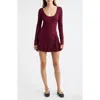 Loveshackfancy Lavender Long Sleeve Pointelle Sweater Minidress In Brown