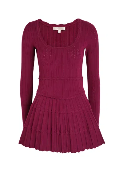 Loveshackfancy Lavender Pointelle-knit Mini Dress In Purple