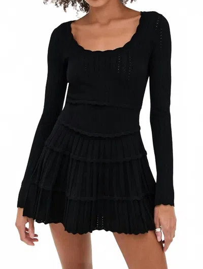 Loveshackfancy Lavender Stretch Pointelle Mini Dress In Black