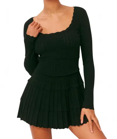 Loveshackfancy Lavender Stretch Pointelle Mini Dress In Black