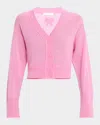 Loveshackfancy Lawrence Cashmere Crop Cardigan In Sunset Pink