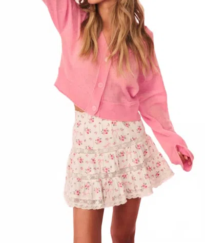 Loveshackfancy Lawrence Cardigan In Sunset Pink In Animal Print