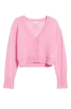 Loveshackfancy Lawrence Cashmere Crop Cardigan In Sunset Pink