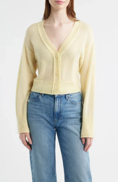 Loveshackfancy Lawrence Crop Cashmere Cardigan In Yellow