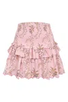 Loveshackfancy Layered Ruffle Mini Skirt In Pink In Pink