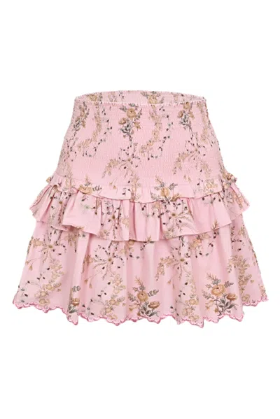Loveshackfancy Layered Ruffle Mini Skirt In Pink