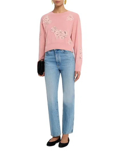 Loveshackfancy Lazuli Cashmere-blend Lace Sweater In Quartz In Pink