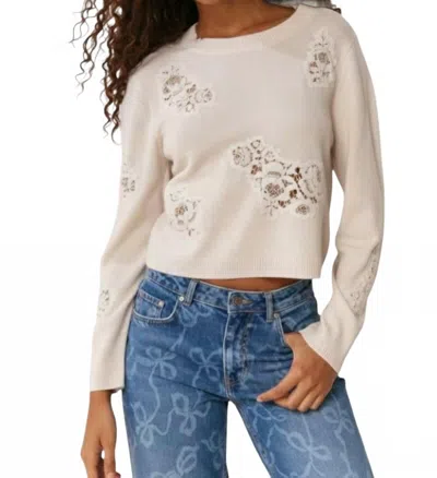 Loveshackfancy Lazuli Relaxed Sweater In Beige In White