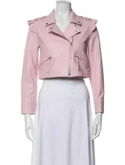 Pre-owned Loveshackfancy Leather Biker Jacket In Pink