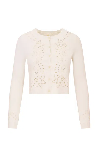 Loveshackfancy Leda Cutout Cardigan In White