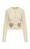 Loveshackfancy Leocadia Embellished Wool-blend Cardigan In Ivory