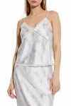 Loveshackfancy Levall Floral Lace Trim Satin Camisole In White