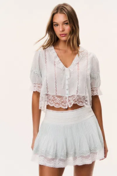 Loveshackfancy Levant Skirt Eau De Nil In White