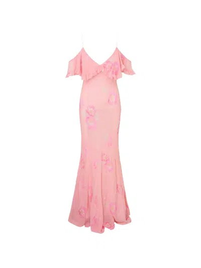 Loveshackfancy Librae Ruffled Floral Maxi Dress In Pink