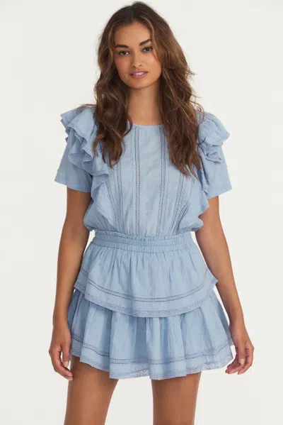 Loveshackfancy Light Blue Mini Dress With Ruffles