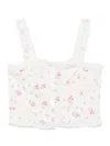 Loveshackfancy Vietta Ribbed Floral And Bow-embroidered Cotton Top