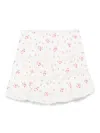 Loveshackfancy Smocked Waist Tiered Mini Skirt With Floral Embroidery In White