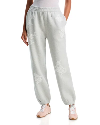 Loveshackfancy Lilia Cotton Blend Lace Trim Sweatpants In White