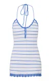 Loveshackfancy Lilibelle Knitted Cotton Mini Dress In Blue