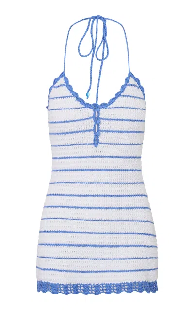 Loveshackfancy Lilibelle Knitted Cotton Mini Dress In Blue