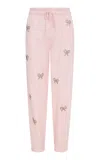 Loveshackfancy Lillia Crystal-embellished Cotton-blend Sweatpants In Pink