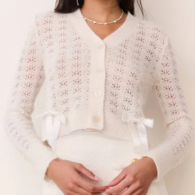 Loveshackfancy Lilly Alpaca-blend Bow Cardigan In Frosted Candy In White