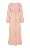Loveshackfancy Lina Plunging Silk Midi Dress In Pink