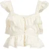 Loveshackfancy Linata Lace Trim Silk Top In White
