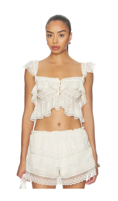 Loveshackfancy Linata Top In White