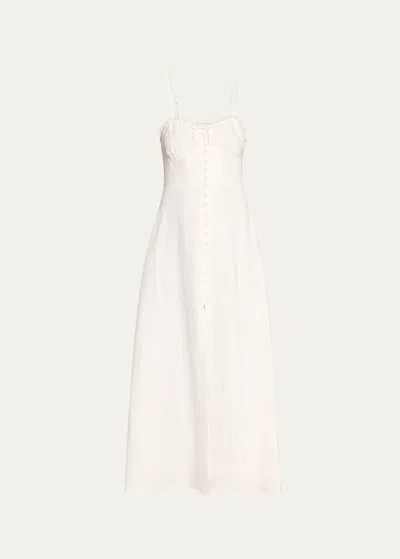 Loveshackfancy Linella Linen Cotton Smocked Spaghetti-strap Maxi Dress In Antique White