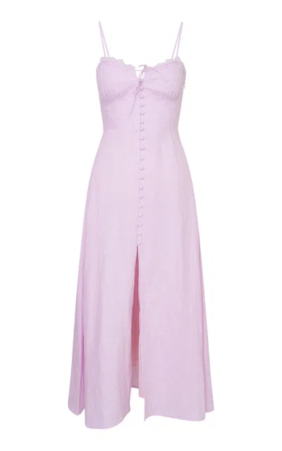 Loveshackfancy Linella Linen Midi Dress In Light Pink